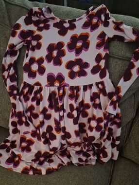 Epic Threads Pink Floral Long Sleeve Kids Dress with Purple and Orange Accents
